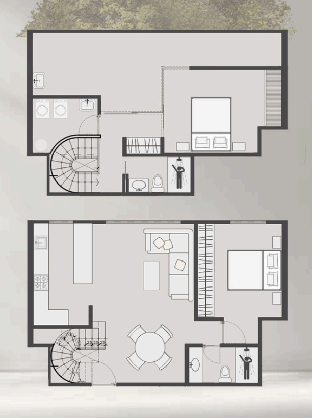 Plano de distribución — Dúplex 602 · 112 m²